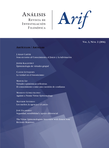 Análisis. Revista de investigación filosófica. Vol 3 (nº2), 2016